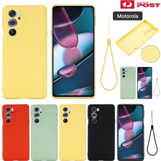 เคสโทรศัพท์มือถือ ซิลิโคนนิ่ม กันกระแทก พร้อมสายคล้อง สีพื้น สําหรับ Motorola Moto G 5G Play 2021 G6 G7 G8 Power Lite