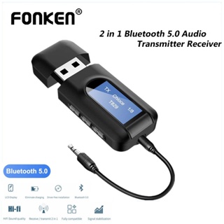 Fonken อะแดปเตอร์รับส่งสัญญาณเสียงสเตอริโอไร้สาย บลูทูธ 5.0 หน้าจอ LCD AUX RCA 3.5 มม. สําหรับ PC TV หูฟังรถยนต์