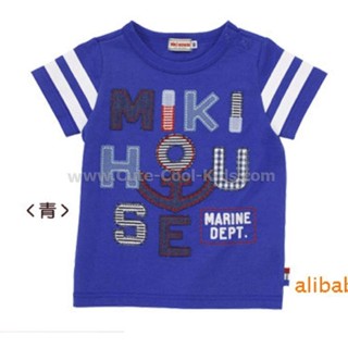 TSB-476 เสื้อยืดเด็กผู้ชาย MK สีฟ้าปักแปะ