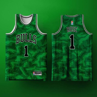 เสื้อกีฬาบาสเก็ตบอล Jay Chicago Bulls Rose Concept สีเขียว สําหรับผู้ชาย และผู้หญิง