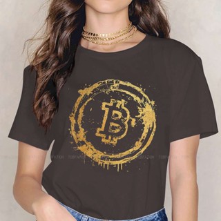 เสื้อยืดแขนสั้น พิมพ์ลาย Bitcoin BTC XBT สไตล์ฮิปฮอป สีทอง ของขวัญ สําหรับเด็กผู้หญิง ไซซ์ 5XL 4XL 5XL