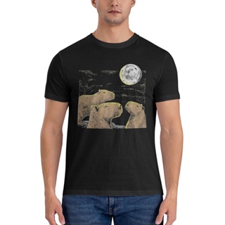 เสื้อยืด พิมพ์ลาย Three Moon Capybaras Sloth Ferret คุณภาพสูง เหมาะกับของขวัญ สําหรับผู้ชาย