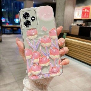 เคสโทรศัพท์ Infinix HOT 30i X669C / 30 Play / NOTE 30 2023 Fashion TPU Silicone Tulip Butterfly Soft Case Card Bag Cover Handphone Case INFINIX HOT30i เคสHOT30