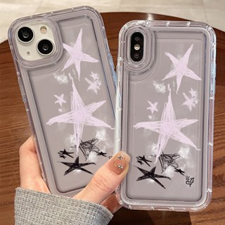 เคสโทรศัพท์มือถือ ซิลิโคนนิ่ม ใส กันกระแทก ลายดาว เรียบง่าย สําหรับ iPhone 14 Pro Max 13 11 12 X Xs XR 7 8 SE 2020