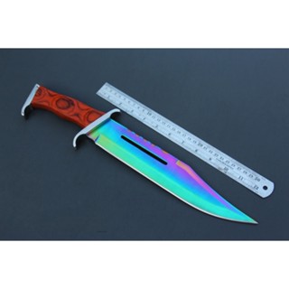 มีด มีดเดินป่าใบตาย RAMBO Ill  Bowie knife ด้ามไม้แท้ ขนาด 16 นิ้ว OEM พร้อมซองหนัง