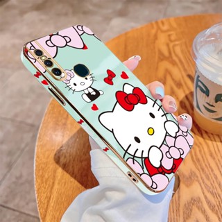 เคสโทรศัพท์มือถือ แบบนิ่ม ลายการ์ตูนคิตตี้ ขอบสี่เหลี่ยม หรูหรา สําหรับ Vivo S1 Z1 Pro Z5X T1 5G Snapdragon 695 778G T1 Pro 5G