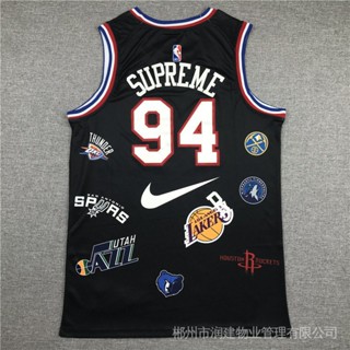 เสื้อกีฬาบาสเก็ตบอล ลายทีม Motion NBA Jersey Supreme 94 สีดํา QHKT 930296