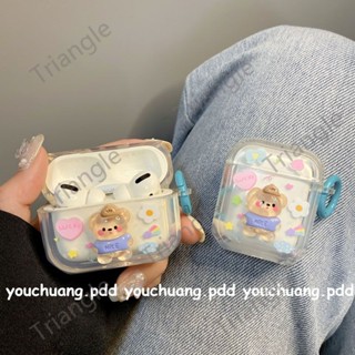 เคสหูฟังบลูทูธ แบบใส ลายหมีน่ารัก สําหรับ airpods pro2 airpods1 2 airpodds1 2 airpods pro2 3