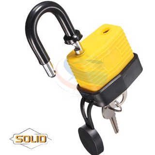 Super Lock SOLID แม่กุญแจ กุญแจกันน้ำ กุญแจ หุ้มยาง กันน้ำ กันฝน กันเลื่อย 50 mm คอยาว