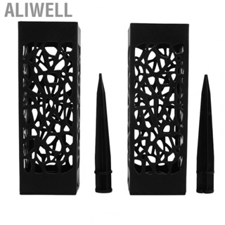 Aliwell 2Pcs Cemetery Grave Vase Column Ground Insert Grave Flower Holders Decor Black