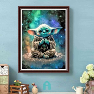 ภาพวาดปักเพชร ทรงกลม ลาย Yoda 5D DIY สําหรับตกแต่งบ้าน [Acelit.th]