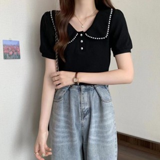 🌸Breeze🌸ขนาดพลัส เล็บลูกปัดแขนสั้น เสื้อยืด ออกแบบสำหรับน้อง…