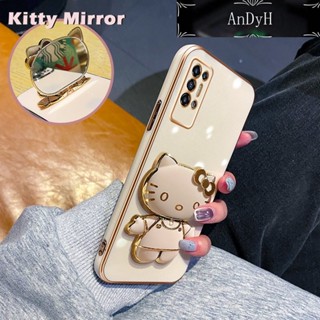 Andyh เคสโทรศัพท์มือถือ แบบกระจก พับได้ ลายการ์ตูน Hello Kitty สําหรับ TECNO POVA 2