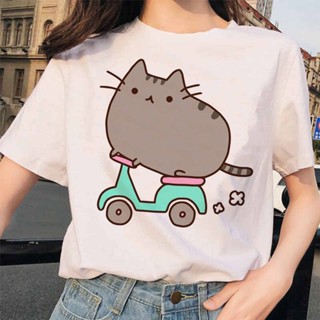 เสื้อยืด พิมพ์ลายกราฟฟิค Pusheen Cat 90s สไตล์เกาหลี ฮาราจูกุ แฟชั่นสําหรับผู้หญิง