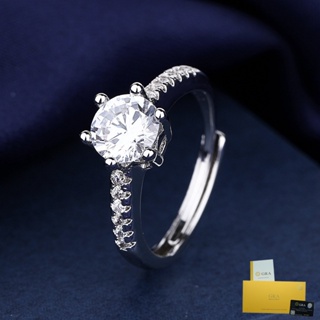 [พร้อมใบรับรอง Gra] แหวนเพชรโมอิส หกกรงเล็บ แฟชั่นเรียบง่าย 1 กะรัต