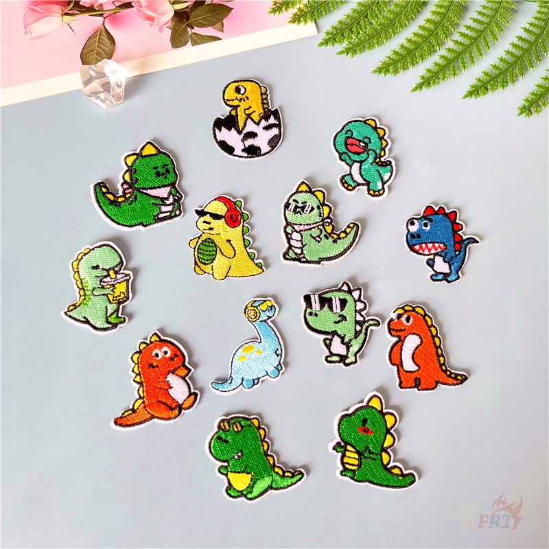 ♚ Q Dinosaur Q-4: แผ่นแพทช์เหล็ก ลายไดโนเสาร์ สไตล์ฮิปฮอป ♚ แผ่นแพทช์รีดติดเสื้อ รูปสัตว์ตลก DIY 1 ชิ้น - รูปที่ 4
