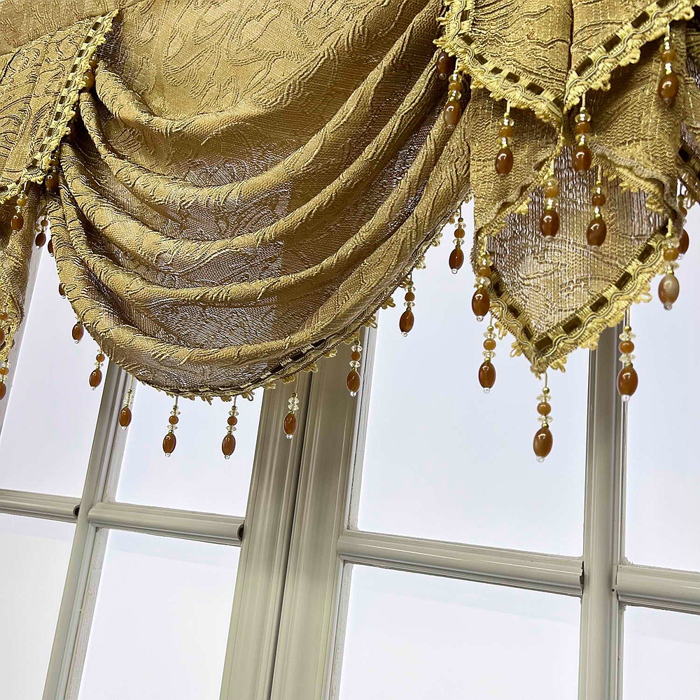 แนะนำ ผ้าม่าน ผ้าม่าน ประดับลูกปัด สีน้ําตาล สไตล์ยุโรป หรูหรา สําหรับห้องนอน ห้องครัว 1 แผง ราคาพิเศษ มีเก็บเงินปลายทาง