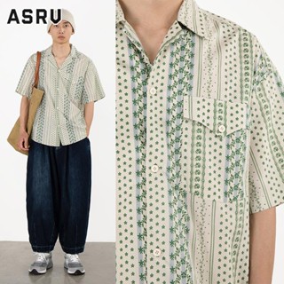 ASRV เสื้อเชิ้ตผู้ชาย เสื้อเชิ้ต Ivy Aloha เสื้อเชิ้ตฮาวายแขนสั้น อินเทรนด์ ญี่ปุ่น ลมกลาง เสื้อยืดคู่รัก