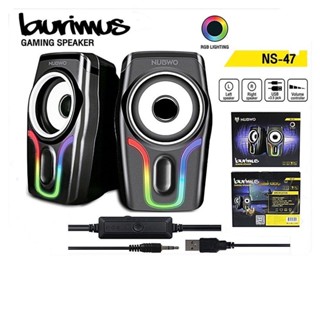 ลำโพงคอม NUBWO NS-47 BURIMUS Gaming Speaker ลำโพง มีไฟ RGB เชื่อมต่อผ่าน JACK 3.5mm + USB ระบบเสียง Stereo ใช้งานง่าย
