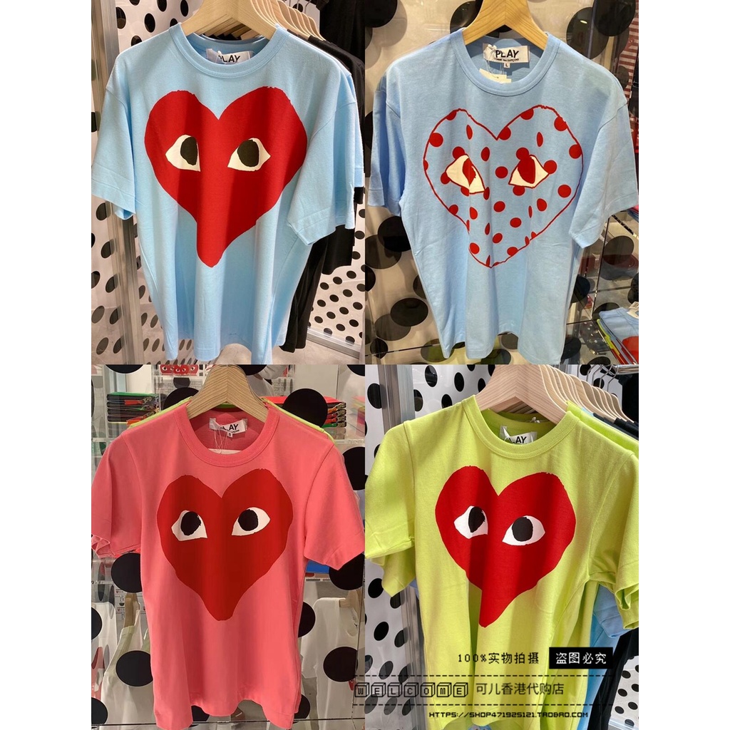 เสื้อยืดแขนสั้นลําลอง คอปก ผ้าฝ้ายแท้ พิมพ์ลายหัวใจ ขนาดใหญ่ สีสันสดใส คุณภาพสูง แฟชั่นคู่รัก สําหรับผู้ชาย และผู้หญิง ไซซ์ XS - 3XL