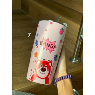 พร้อมส่ง แก้วเก็บความเย็นและร้อน 600ML จุกๆ มีลายให้เลือก แถมฟรี หลอด