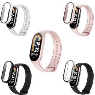 สําหรับ Xiaomi Mi band 8 7 6 5 4 3 กระจกนิรภัย ป้องกันหน้าจอ แข็ง PC กันชน รวม ฝาครอบป้องกัน