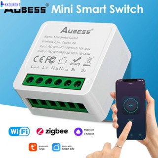 Aubess Tuya รองรับ Wifi Mini Smart Power Monitor โมดูลสวิทช์16a 2-Way Wireless Control Timer Smart Home Switch Automation KDURANT