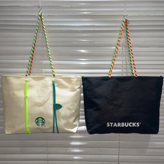 Starbucks กระเป๋าสะพายไหล่ ทรงโท้ท ลายมังกร แฟชั่นเรียบง่าย สําหรับผู้หญิง