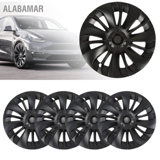 ALABAMAR ฝาครอบล้อ 4 ชิ้น Hubcap Matte Black มีสไตล์ทนทานสวมทนล้อขอบเปลี่ยนฝาครอบสำหรับ Tesla รุ่น Y