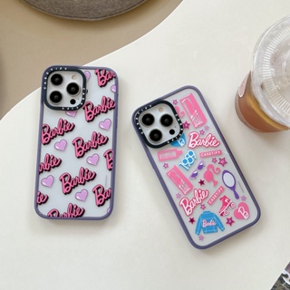 ของแท้ CASETiFY เคสโทรศัพท์มือถืออะคริลิคแข็ง เนื้อแมตต์ ลายสติกเกอร์บาร์บี้ สําหรับ iPhone 11 12 13 14 Pro Max