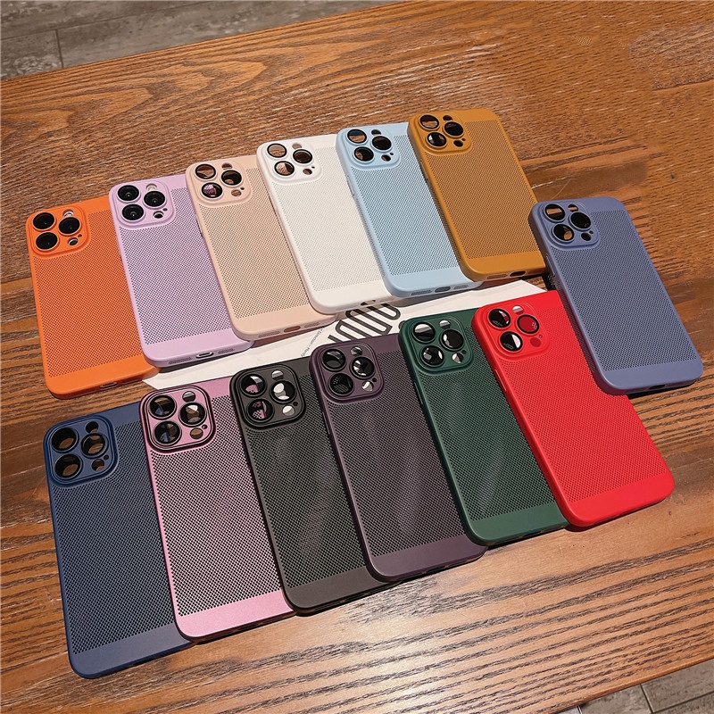 เคสกระจายความร้อนสําหรับ iPhone 13 12 mini Pro Max Breathable Cooling Grid Hard PC ฝาครอบฝาหลัง