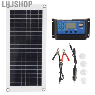 Lilishop Monocrystalline Silicon Solar Panel  100A Solar Controller Durable Solar Panel Kit  for Travellers for Hiking for Outdoor Riding