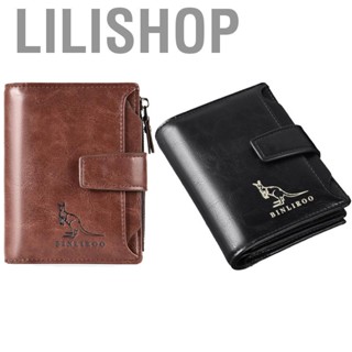 Lilishop PU Leather Men Wallet Zipper No Degaussing Multi Screens Vertical Vintage Male Wallet for Travelling Working