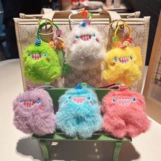 Cute bared teeth snow monster doll pendant schoolbag doll small Stuffed toy key chain (4.8)