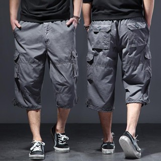 Spot high-quality overalls] summer loose overalls, seven-cent pants, mens sports shorts, fat plus-size casual pants, fat mans breeches.