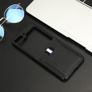 เคสโทรศัพท์มือถือหนัง PU พร้อมช่องใส่บัตร สําหรับ Samsung Galaxy Z Flip 5 Z Flip5 4 3 2 1