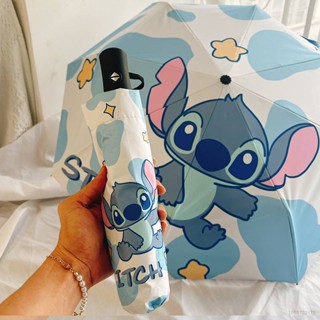 Kira Stitch ร่มกันแดด ป้องกันรังสียูวี ไวนิล กันฝน ลายการ์ตูนน่ารัก 3 เท่า สําหรับนักเรียน