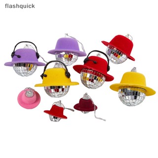 Flashquick จี้รถมินิเงากระจกดิสโก้บอลกระจกมองหลังแขวนเครื่องประดับดี