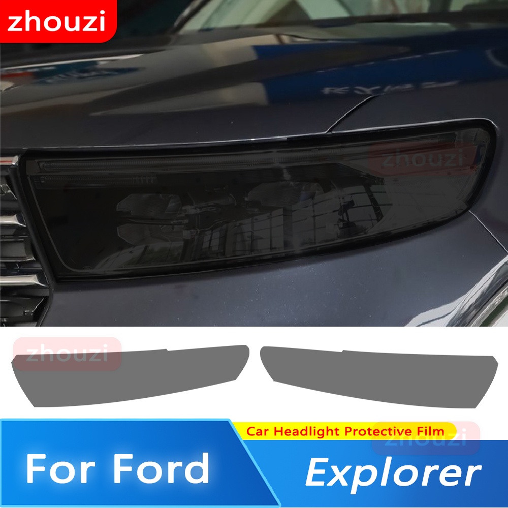 2 ชิ้นสําหรับ Ford Explorer 2020-On U625 ไฟหน้ารถสีดําฟิล์มป้องกันป้องกันโปร่งใส TPU สติกเกอร์อุปกรณ