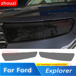 สติกเกอร์ฟิล์ม TPU ใส ป้องกันไฟหน้ารถยนต์ สีดํา สําหรับ Ford Explorer 2020-On U625 2 ชิ้น