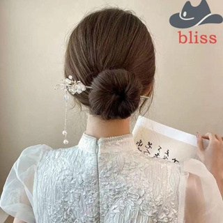 BLISS กิ๊บติดผม ประดับมุก ลายดอกไม้ สไตล์จีนโบราณ แฟชั่นฮั่นฝู สําหรับเด็กผู้หญิง