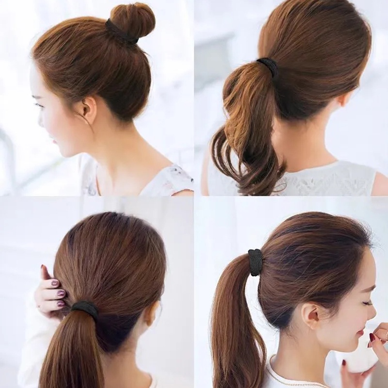 Ins Style ยางรัดผม ไม่มีตะเข็บ / ยางรัดผม ผู้หญิง ทุกวัน เครื่องประดับผม ที่เรียบง่าย / ที่ใส่ผมหางม้า สําหรับผู้หญิง / ยางรัดผม ยืดหยุ่น สีดํา 10 ชิ้น