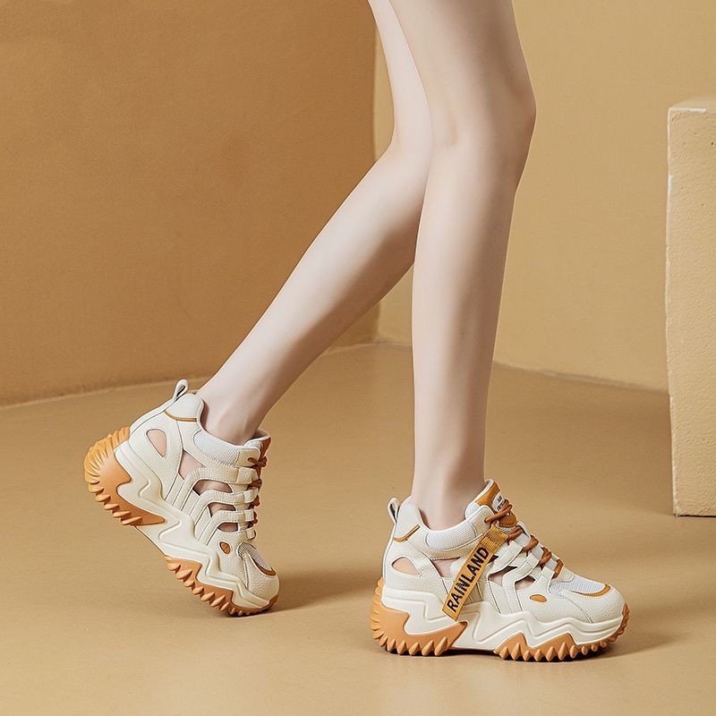 พร้อมส่ง🚚🍈รองเท้าส้นตึก รองเท้าผ้าใบผู้หญิง สูง6cm size 35-40💕รองเท้าแพลตฟอร์มแฟชั่นสตรี เบา นุ่ม ใส่สบาย