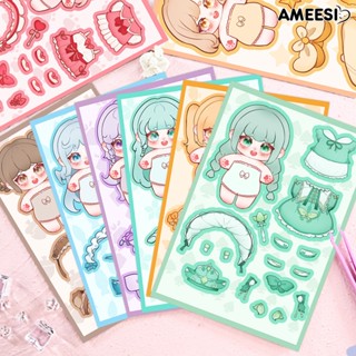 Ameesi สติกเกอร์ไวนิล รูปตุ๊กตาเจ้าหญิง Make-A-Face DIY สําหรับตกแต่งห้องเรียน ปาร์ตี้ 8 ชิ้น