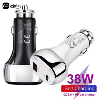 Gowinter อุปกรณ์เสริมที่ชาร์จโทรศัพท์มือถือ QC3.0+PD 38W อเนกประสงค์ ชาร์จเร็ว สําหรับรถยนต์