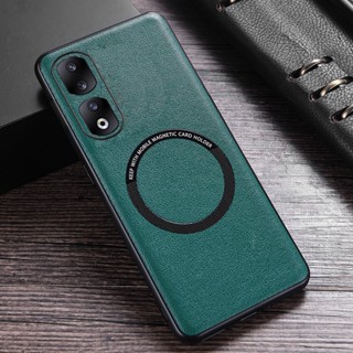 สําหรับ Honor 90 / 90 Pro เคส ELVEV หนัง PU + TPU ป้องกัน ด้านหลัง รองรับ ที่จับรถ ดึงดูด