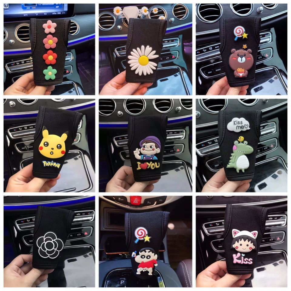 ฝาครอบเกียร์เบรกมืออัตโนมัติ ลายการ์ตูนน่ารัก กันลื่น สําหรับตกแต่งภายในรถยนต์