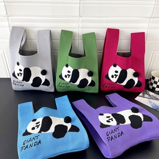 กระเป๋าถือ  กระเป๋าทอ cute panda  Handbag