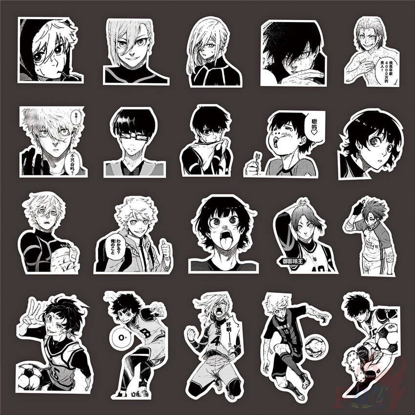 64Pcs/Set ❉ Blue Lock . Classical Black & White Series 01 Stickers ❉ DIY Fashion Decals Doodle Stickers ราคา ถูกที่สุด ดีลบีเคเค แกลเลอรีภาพที่ 3
