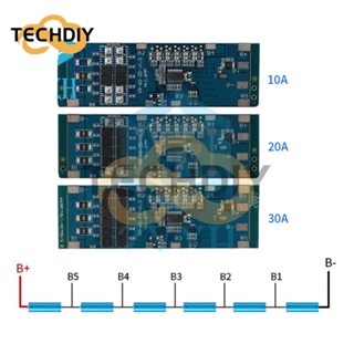 บอร์ดชาร์จลิเธียมลิเธียม 6S BMS 10A 20A 30A 22.2V Li-ion 18650 สําหรับเครื่องนวด